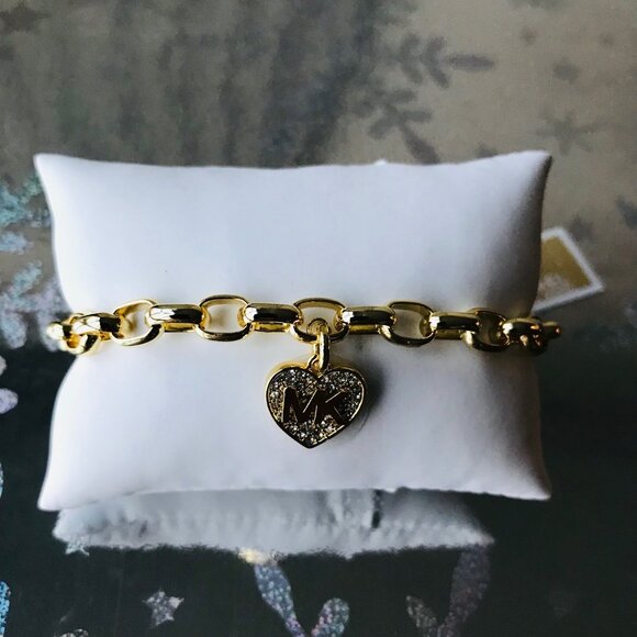 Michael Kors Chain Bracelet With Crystal heart   MSRP : $135  NWT - Picture 3 of 5